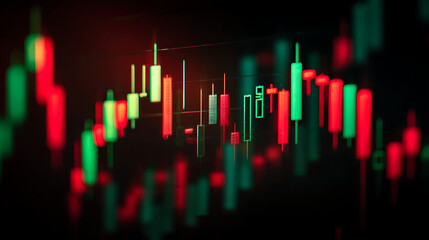Trading candlestick chart with black background