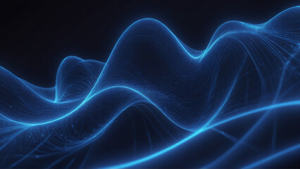 Abstract blue glowing waves and lines representing data flow or network