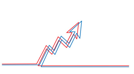 Business growth arrow moving up background, line art continues. Vector illustration