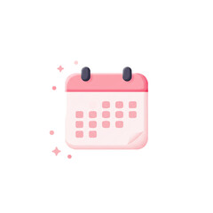 Cute pink calendar icon representing time management and scheduling for important events and deadlines, showcasing stylized design