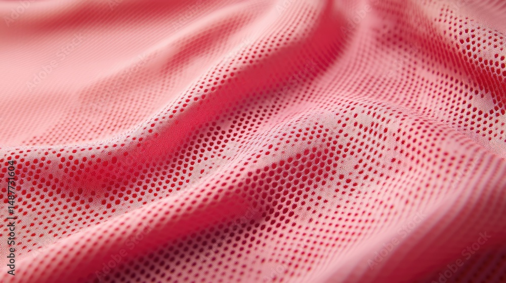 Poster close-up view of textured pink fabric showcasing intricate mesh patterns. ideal for fashion design. 