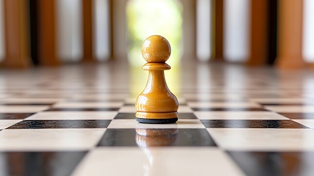 Chess Pawn on Checkered Board