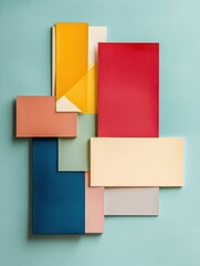 Fototapeta premium creative color palette arrangement, paint swatches on clean background, elegant negative space, modern interior design