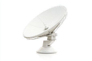 Satellite dish with adjustable angles isolated on white background, ideal for communication, technology, and signal concepts