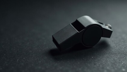 Classic black whistle, textured surface, sharp focus , sports, official
