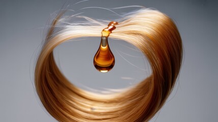 Fototapeta premium Close-up of hair extension with yellow glue drop on white background