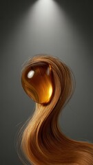 Fototapeta premium Abstract swirl of brown liquid with glossy white center in dark studio
