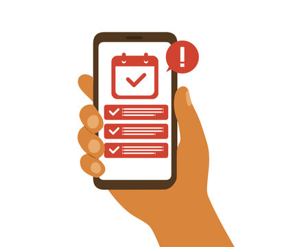 hand holding cellphone design there is an important deadline