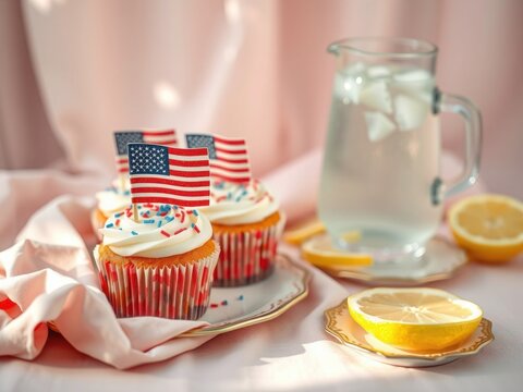 Festive cupcakes and lemonade celebrate summer
