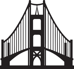 golden gate bridge silhouette, black and white silhouette, vector and illustration