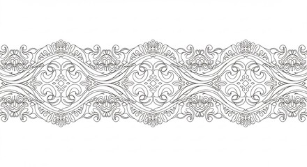 Fototapeta premium Intricate Ornamental Border Design with Floral Swirls and Line Art Elements