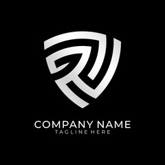 Abstract Letter R Shield Logo Design 