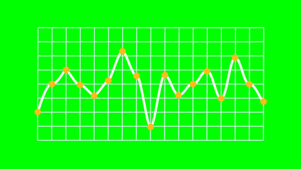 Business Trend Line Graph Showing Trading on Green Screen