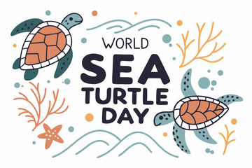 WORLD SEA TURTLE DAY vector illustration