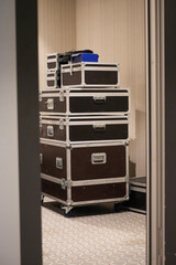 wooden cabinet with folders