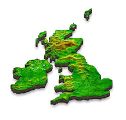 UK Map 3D Isometric