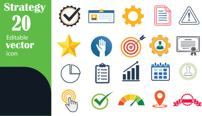 Fototapeta premium Business strategy icons set planning success goals