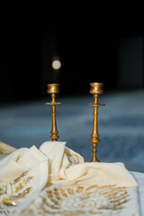 jewish menorah with candles