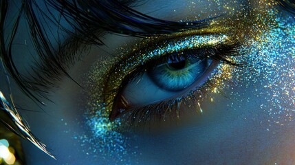 Fototapeta premium Closeup eye with glitter makeup