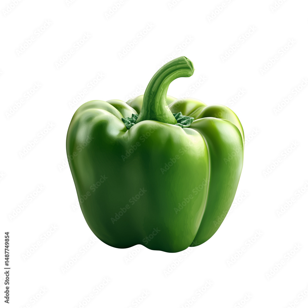 Poster green bell pepper with a smooth surface and distinct shape. isolated on white background and transpa