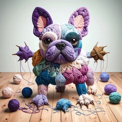 French Bulldog made of yarn