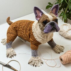 French Bulldog made of yarn