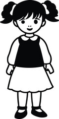 silhouette of little girl on white