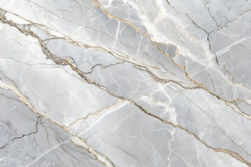 Naklejka premium Light gray marble slab with soft white and gold veining, offering a luxurious and elegant stone texture ideal for interior design, countertops, and wall cladding generative ai
