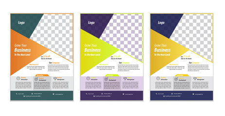  a bundle of 3 templates business flyer design, in blue color, and modern design,marketing,business proposal, promotion, advertise, publication and editable vector template design