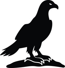 golden eagle sitting on the ground silhouette