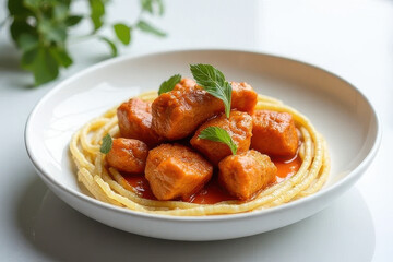 Delicious Thai Red Curry Chicken Fine Dining Photography: Clean, High-Resolution Food Image