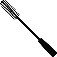 Black mascara brush vector illustration with a plastic handle for beauty and hair care