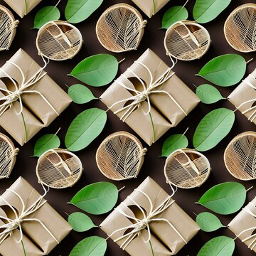 eco packaging materials and leaves