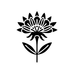 Elegant Floral Silhouette Art Blooming Flower Outline 