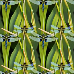 dragonflies with wings spread in symmetry