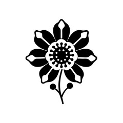 Minimalist Black flower silhouette vector. Blooming Flower Elegant Plant Design