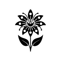 Minimalist Black flower silhouette vector. Blooming Flower Elegant Plant Design