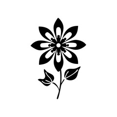 Minimalist Black flower silhouette vector. Blooming Flower Elegant Plant Design