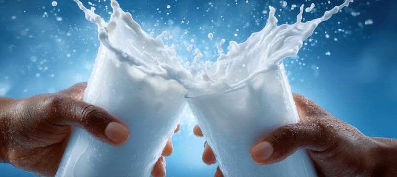 Dynamic milk toast a splash of celebration on a blue background