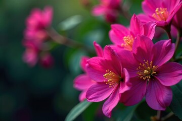 Obraz premium Vibrant fuchsia flowers, intricate details, lush blooms, summer, art