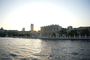 view of ciragan palace on the bosphorus, view from above the bosphorus