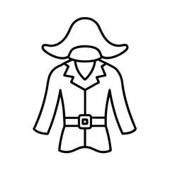 classic pirate costume outline drawing