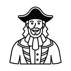 classic pirate costume outline drawing