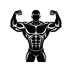 Fototapeta premium Flat and Minimal Muscle logo vector illustration isolated on white background