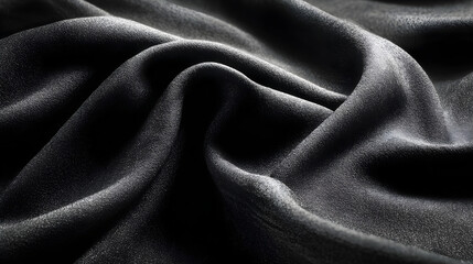 Charcoal black fabric folds with backlit shadow play 
