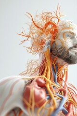 3d human anatomy of full body, heart health, isolated in white background