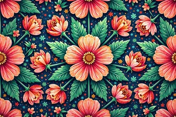 Intricate floral design, repeating seamlessly , pattern, pastel, art