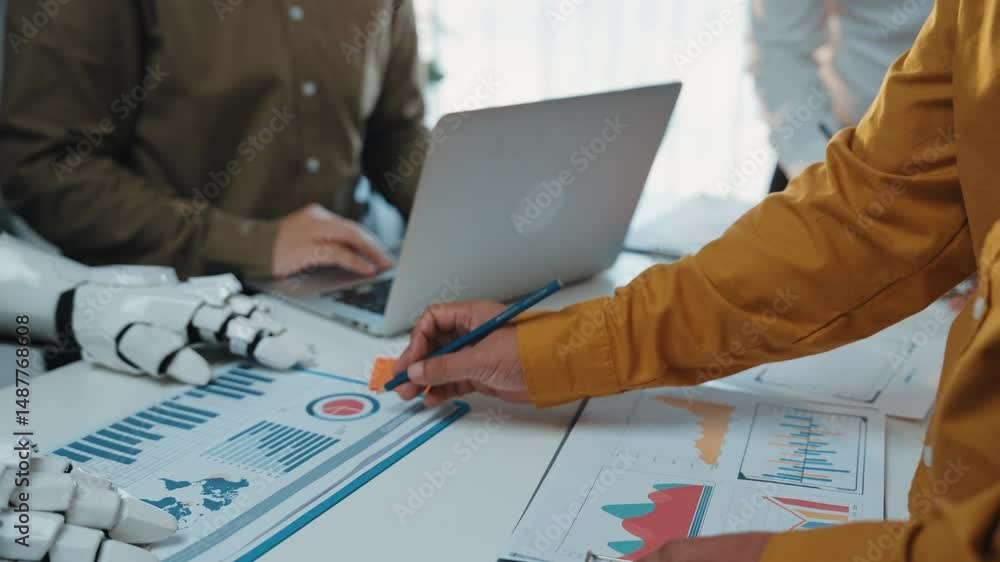 Poster a team brainstorming session harnesses artificial intelligence, crafting data-centered directives th