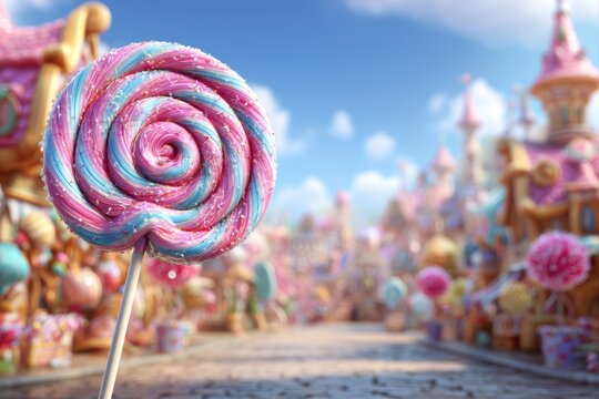 Whimsical candy wonderland with a colorful lollipop delight