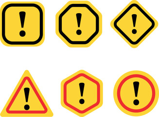  stop sign with Exclamation Marks in Yellow Geometric Shapes
